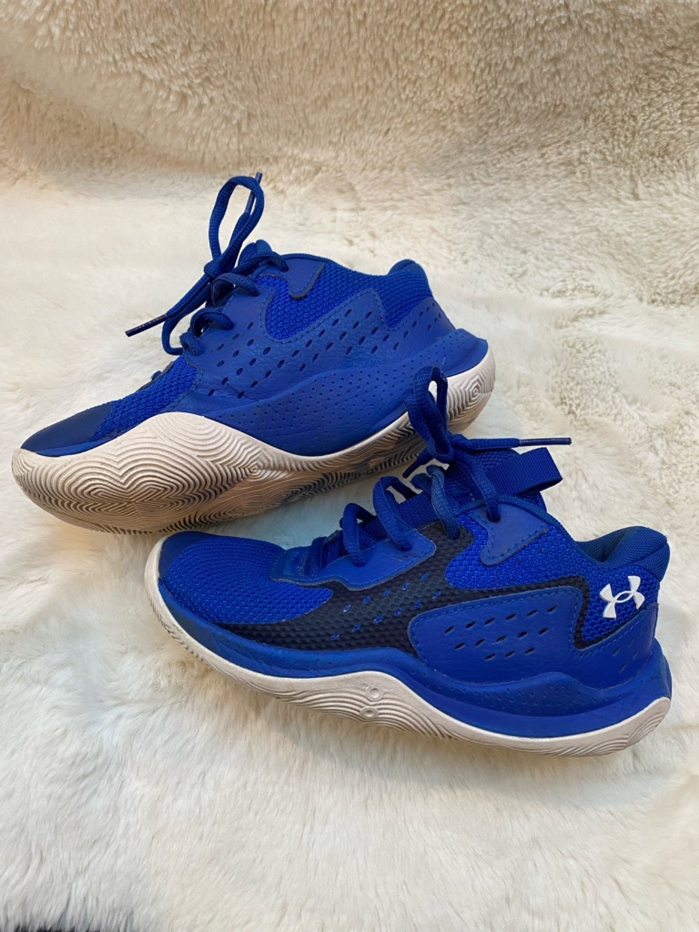 Under Armour Kids Blue Basketball Sneakers with White Soles